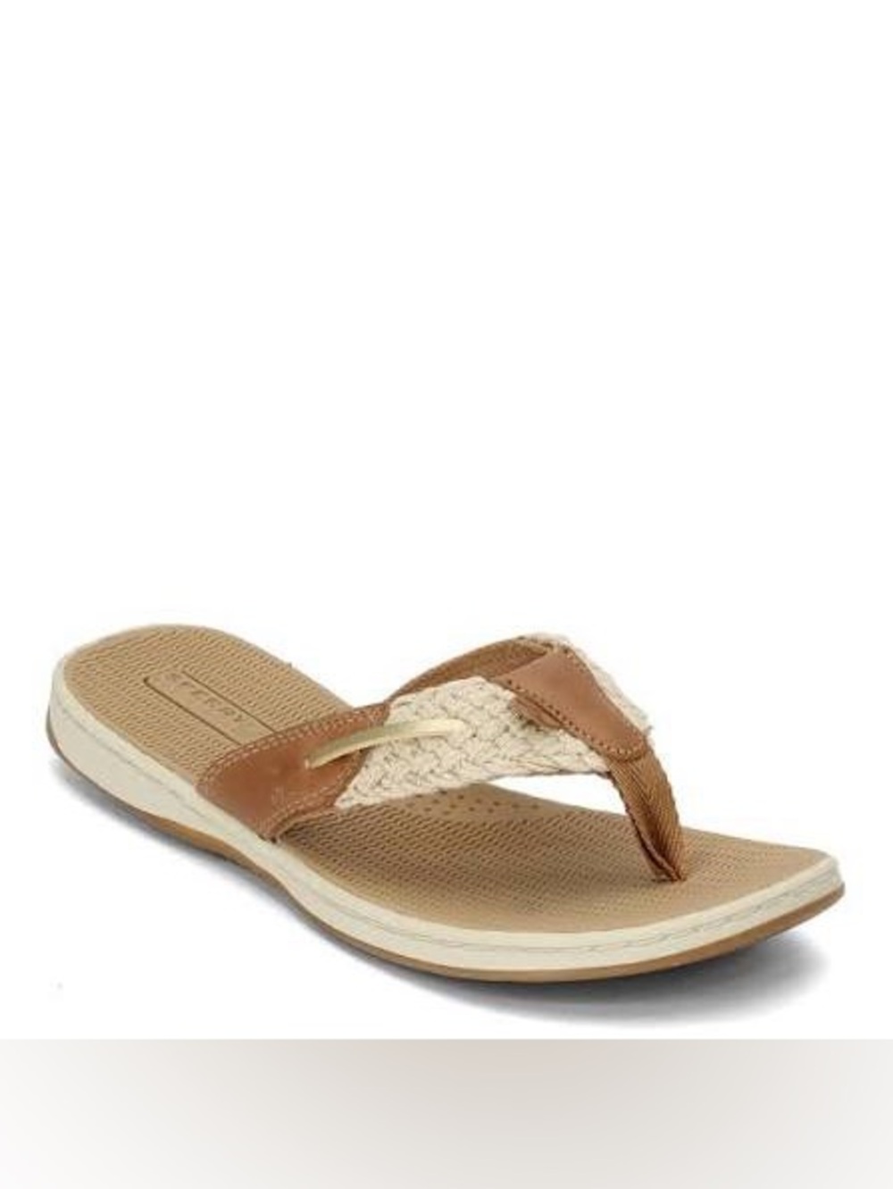 NWT Sperry Women's Braided Tan & Cream Thong Sandal Flip Flop in Sahara Gold s12